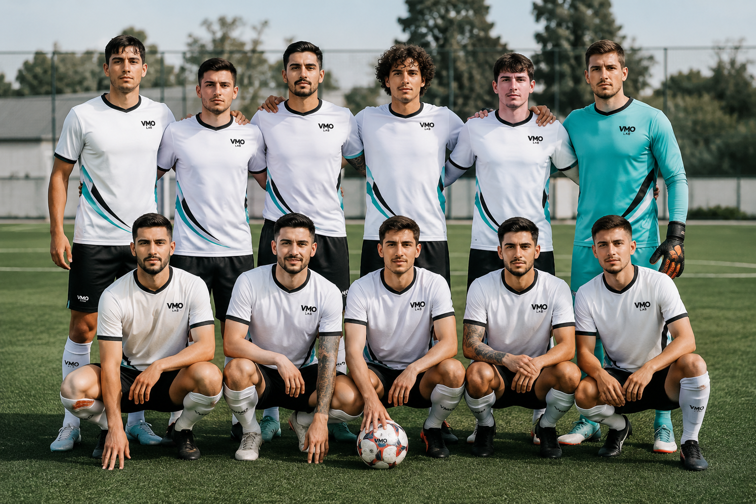 Equipo completo vestido con uniformes VMO Lab